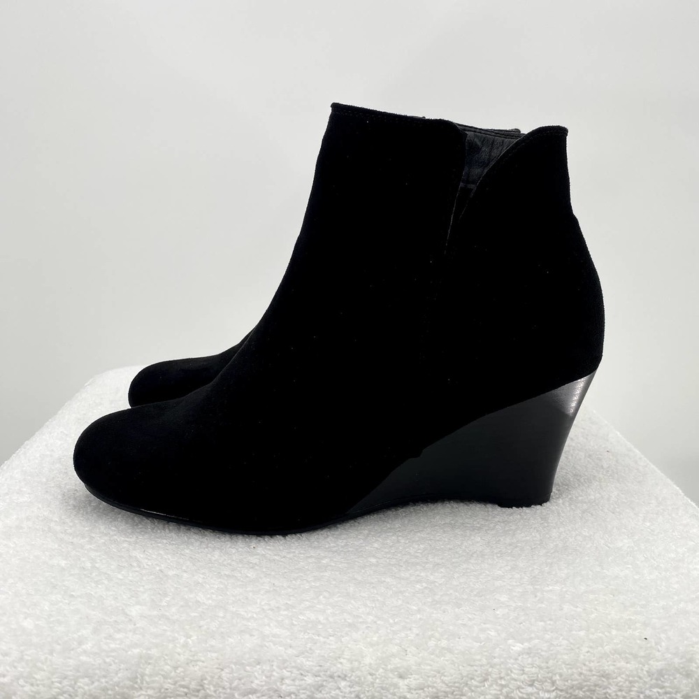 Jolimall Women's Black Suede Wedge Booties - Size 9.5